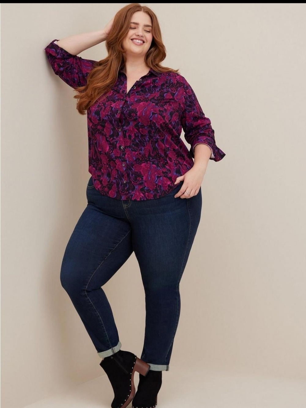 Torrid Disney Villains Stretch Challis Button Up Shirt Size 2 2X